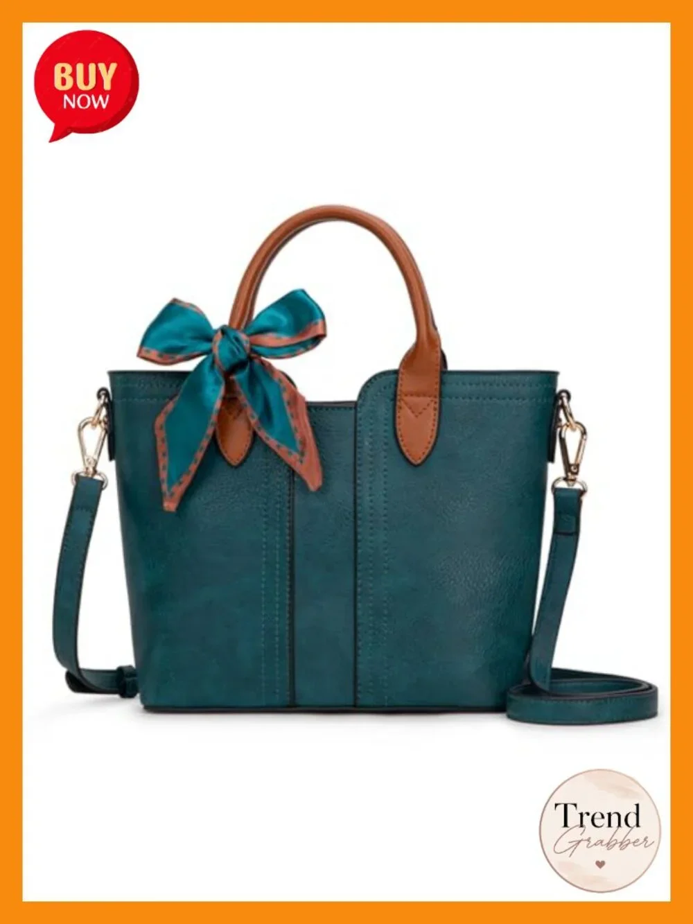 Faux Leather Tote Satchel Handbag with Detachable Crossbody Strap